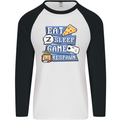 Gaming Eat Sleep Game Respawn Gamer Arcade Mens L/S Baseball T-Shirt White/Black