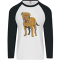 French Mastiff Dogue Bordeaux Dog Mens L/S Baseball T-Shirt White/Black