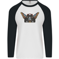 Ancient Egypt Winged Cats Eye of Horus Mens L/S Baseball T-Shirt White/Black