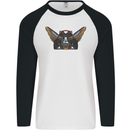 Ancient Egypt Winged Cats Eye of Horus Mens L/S Baseball T-Shirt White/Black