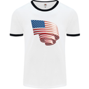 Curled USA Flag Independence Day Football Mens Ringer T-Shirt White/Black