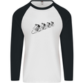 Cycling Peloton Cyclist Bicycle Mens L/S Baseball T-Shirt White/Black