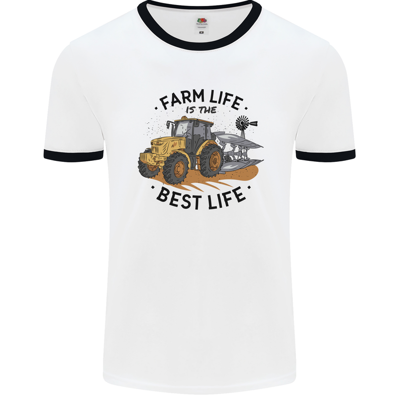 Farm Life is the Best Life Farming Farmer Mens Ringer T-Shirt White/Black