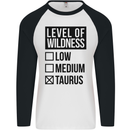 Levels of Wildness Taurus Mens L/S Baseball T-Shirt White/Black