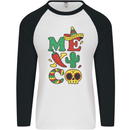 Symbols of Mexico Mens L/S Baseball T-Shirt White/Black