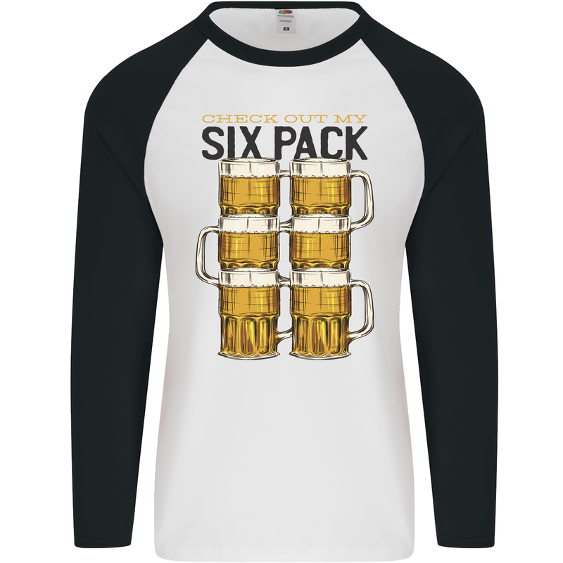 Check Out My Alcohol Six Pack Funny Beer Mens L/S Baseball T-Shirt White/Black