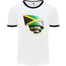 Curled Jamaican Flag Jamaica Day Football Mens Ringer T-Shirt White/Black