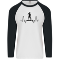 Paddleboard ECG Paddleboarding Pulse Mens L/S Baseball T-Shirt White/Black