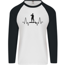 Paddleboard ECG Paddleboarding Pulse Mens L/S Baseball T-Shirt White/Black