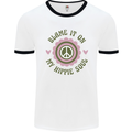 Blame It on My Hippy Soul 60s 70s Flower Power Mens Ringer T-Shirt White/Black