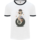 8-Ball Pool Pinup Mens Ringer T-Shirt White/Black