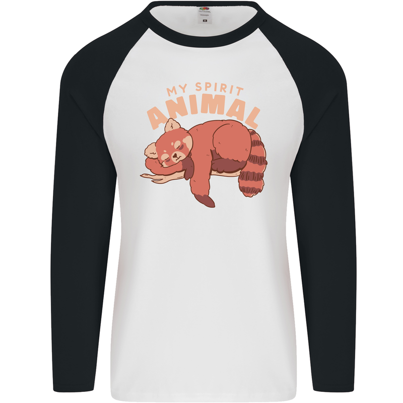 Red Panda My Spirit Animal Mens L/S Baseball T-Shirt White/Black