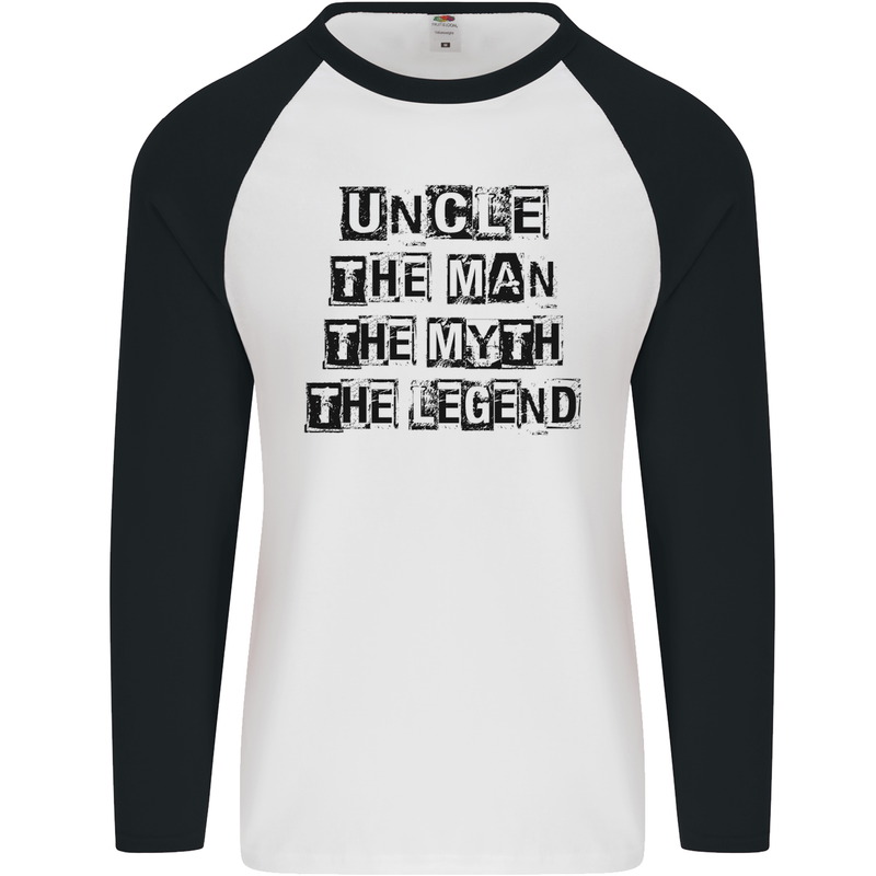 Uncle the Man the Myth the Legend Mens L/S Baseball T-Shirt White/Black