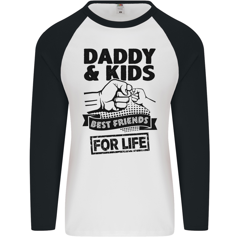 Daddy & Kids Best Friends Father's Day Mens L/S Baseball T-Shirt White/Black