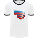 Curled Russia Flag Russian Day Football Mens Ringer T-Shirt White/Black