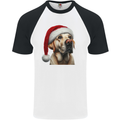 Christmas Golden Labrador Xmas Hat Dog Mens S/S Baseball T-Shirt White/Black