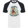 Hoppy Christmas Funny Kangaroo Xmas Mens S/S Baseball T-Shirt White/Black