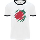 Torn Bangladesh Flag Bangladeshi Day Football Mens Ringer T-Shirt White/Black