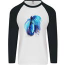 Watercolour Horse Mens L/S Baseball T-Shirt White/Black
