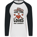 This Girl Loves Her Cowboy Mens L/S Baseball T-Shirt White/Black