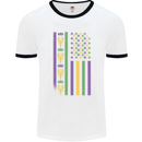 USA Mardi Gras American Flag America Mens Ringer T-Shirt White/Black