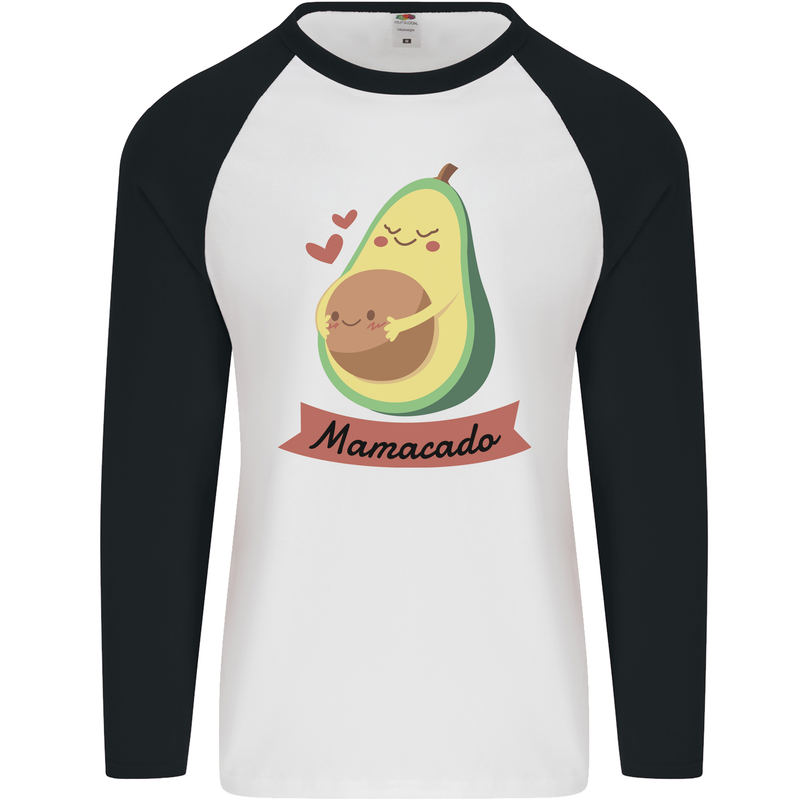 Mamacado New Baby Pregnancy Pregnant Mens L/S Baseball T-Shirt White/Black