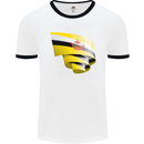 Curled Brunei Flag Bruneian Day Football Mens Ringer T-Shirt White/Black