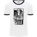 Electric Guitar Mona Lisa Rock Music Player Mens Ringer T-Shirt White/Black