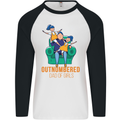 Outnumbered Dad Girls Fathers Day Daughters Mens L/S Baseball T-Shirt White/Black