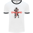 St Georges Day Knights Templar England Flag Mens Ringer T-Shirt White/Black