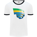 Curled Gabon Flag Gabonese Day Football Mens Ringer T-Shirt White/Black