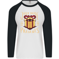 Christmas Just Here For the Presents Funny Mens L/S Baseball T-Shirt White/Black