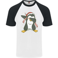 Christmas Dabbing Penguin Funny Xmas Mens S/S Baseball T-Shirt White/Black