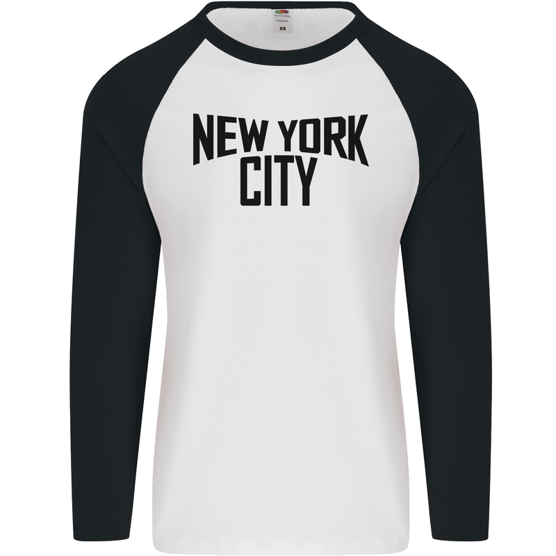 New York City as Worn by John Lennon Mens L/S Baseball T-Shirt White/Black