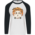 Moo I Mean Boo Funny Cow Halloween Mens L/S Baseball T-Shirt White/Black