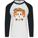 Moo I Mean Boo Funny Cow Halloween Mens L/S Baseball T-Shirt White/Black