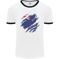 Torn New Zealand Flag Zealander Kiwi Day Mens Ringer T-Shirt White/Black