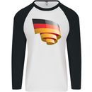 Curled Germany Flag German Day Football Mens L/S Baseball T-Shirt White/Black