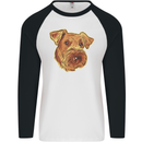 An Airedale Terrier Bingley Waterside Dog Mens L/S Baseball T-Shirt White/Black