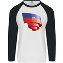 Curled Haiti Flag Haitian Day Football Mens L/S Baseball T-Shirt White/Black