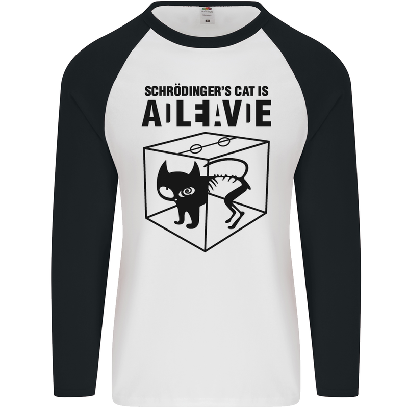 Schrodinger's Cat Science Geek Nerd Mens L/S Baseball T-Shirt White/Black