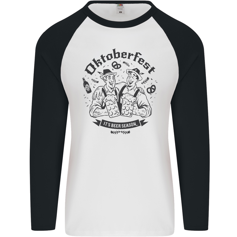 Oktoberfest Its Beer Season Mens L/S Baseball T-Shirt White/Black