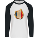 The French Tricolour Flag Fire France Mens L/S Baseball T-Shirt White/Black