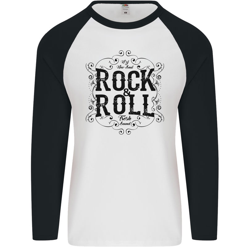 New Soul Rock n Roll Mens L/S Baseball T-Shirt White/Black