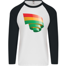 Curled Bolivia Flag Bolivian Day Football Mens L/S Baseball T-Shirt White/Black