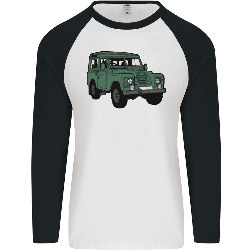 4X4 Off Road Roading 4 Wheel Drive Mens L/S Baseball T-Shirt White/Black