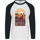 Kenya Safari Mens L/S Baseball T-Shirt White/Black