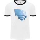 Curled Micronesia Flag Micronesian Day Football Mens Ringer T-Shirt White/Black