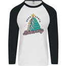 Books Only Christmas Tree Funny Bookworm Mens L/S Baseball T-Shirt White/Black
