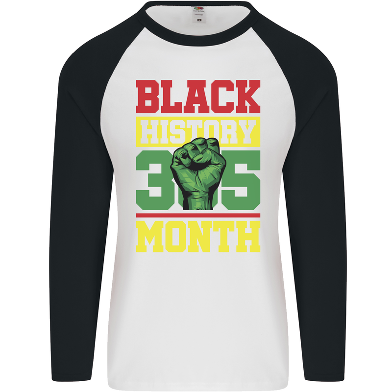 Black History Month Lives Matter African Mens L/S Baseball T-Shirt White/Black